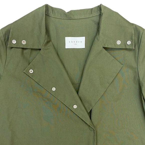 Sandro Utility Jacket Army Green Embroidered Size Small - Picture 7 of 11